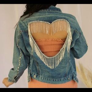 Valentine’s Day jeweled denim jacket